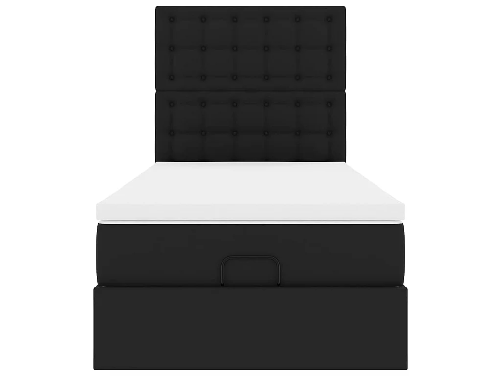 Ottoman-Bett mit Matratze & LEDs Schwarz 80x200 cm Kunstleder