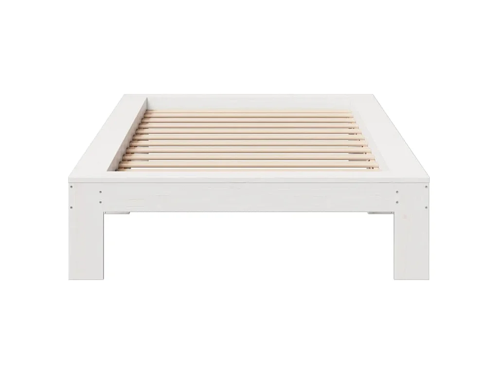 Bedframe zonder matras massief grenenhout wit 75x190 cm