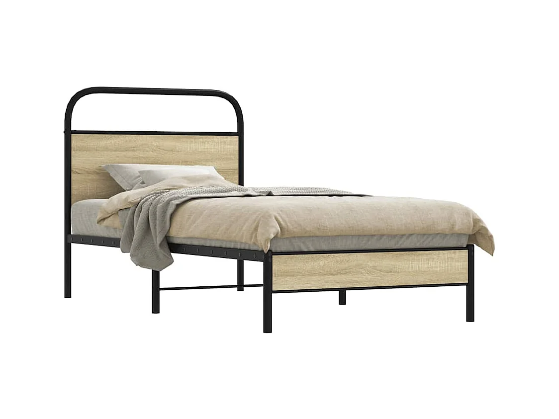 Estructura de cama sin colchón 75x190 cm madera roble Sonoma