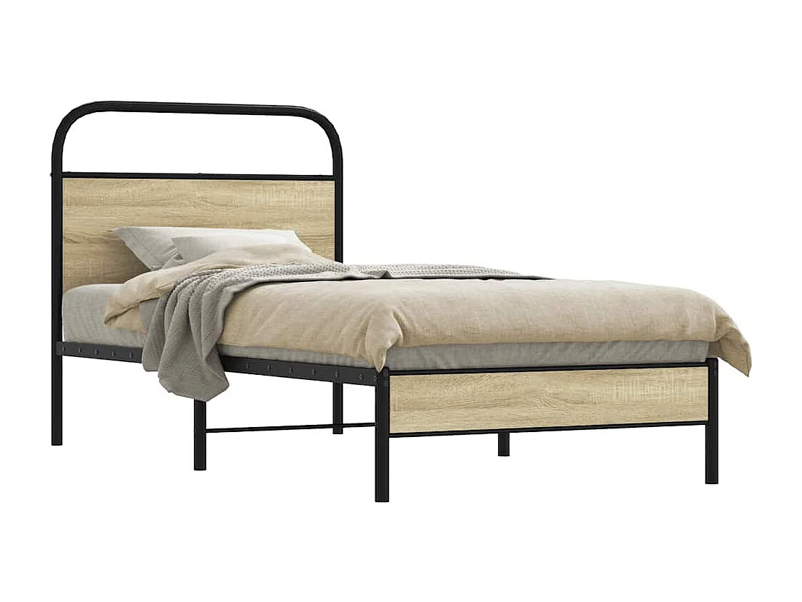 Cadre de lit sans matelas 75x190cm chêne sonoma bois ingénierie