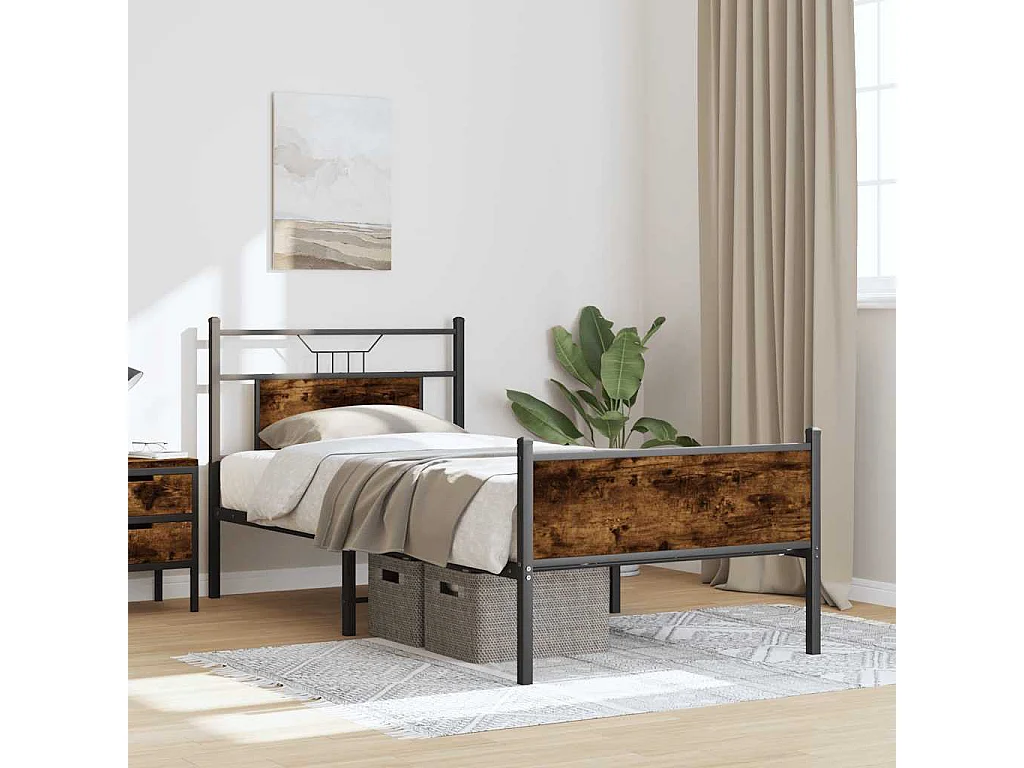 Bedframe zonder matras hout gerookt eikenkleurig 80x200 cm