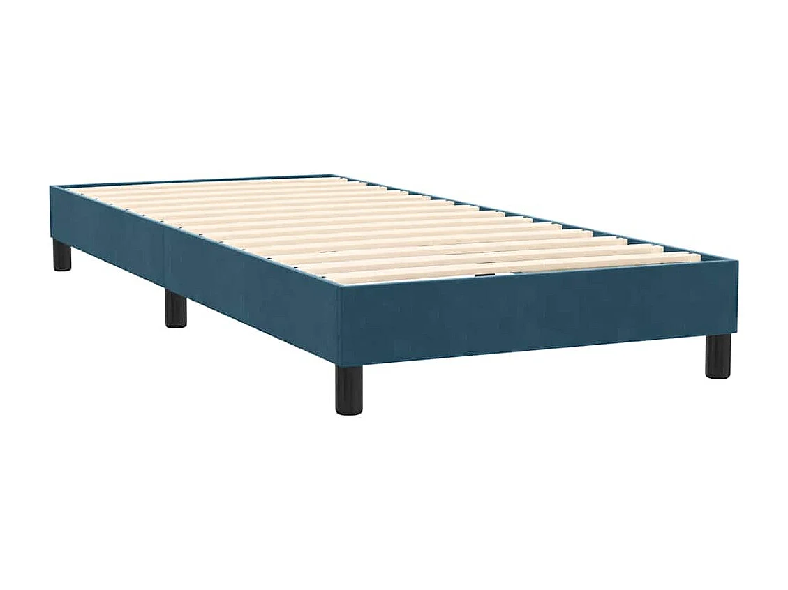 Sommier à lattes de lit et matelas et LED bleu foncé 80x220 cm velours