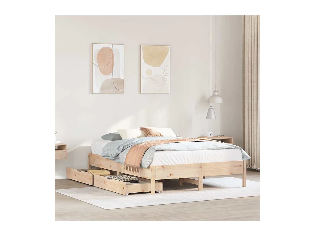 Massivholzbett ohne Matratze 135x190 cm Kiefernholz