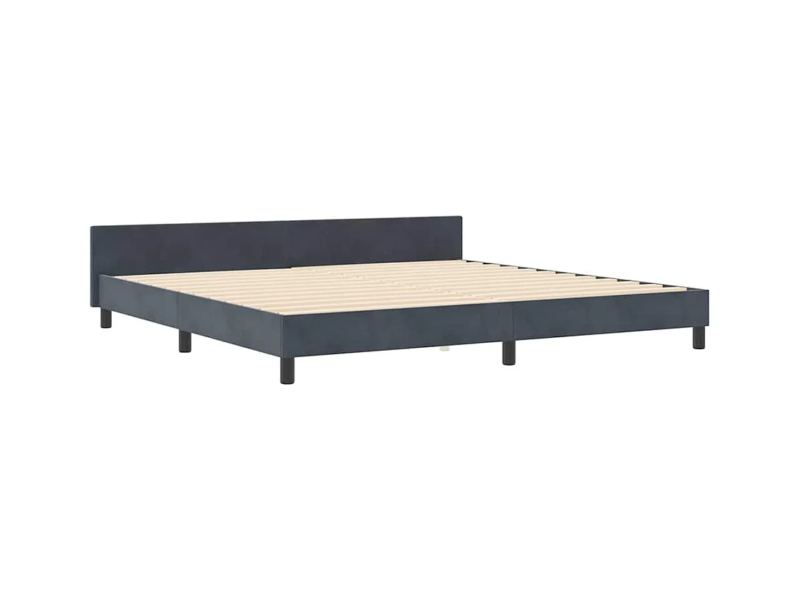 Bedframe met hoofdeinde Donkergrijs 200 x 200 cm Fluweel