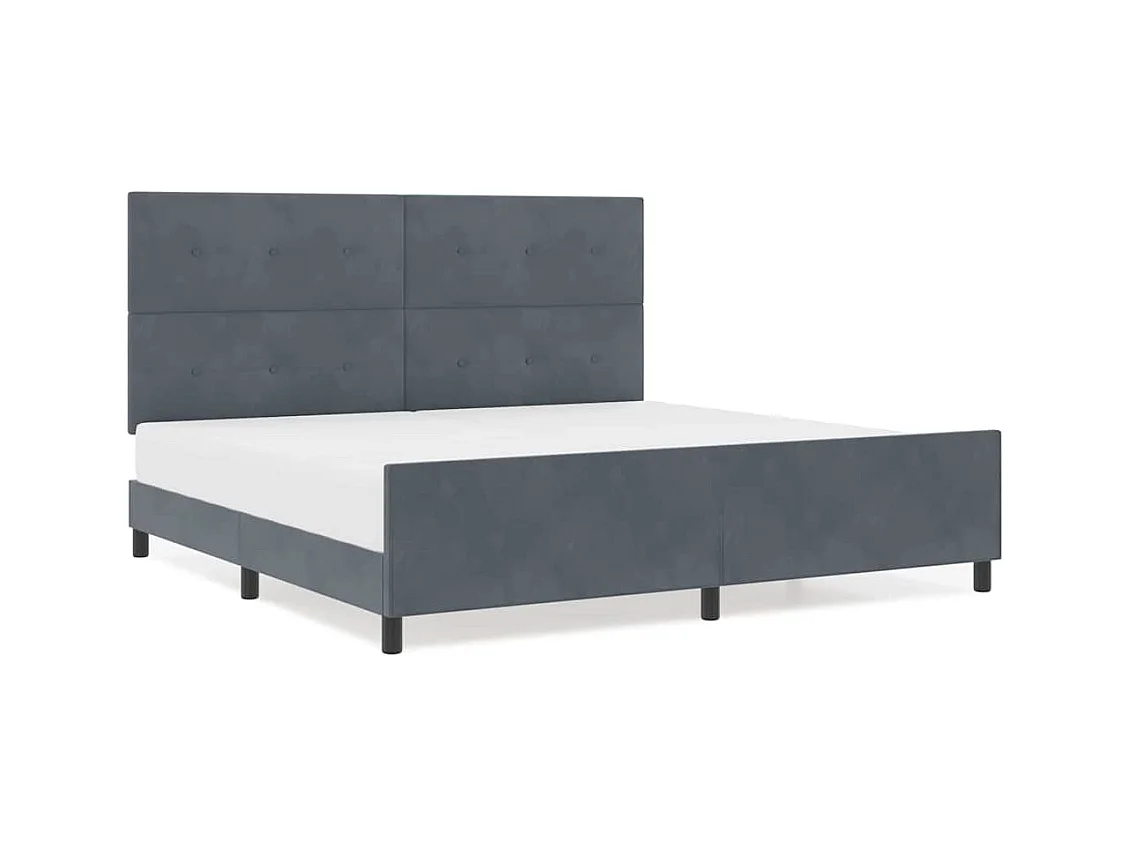 Bedframe met hoofdeinde Donkergrijs 200 x 200 cm Fluweel