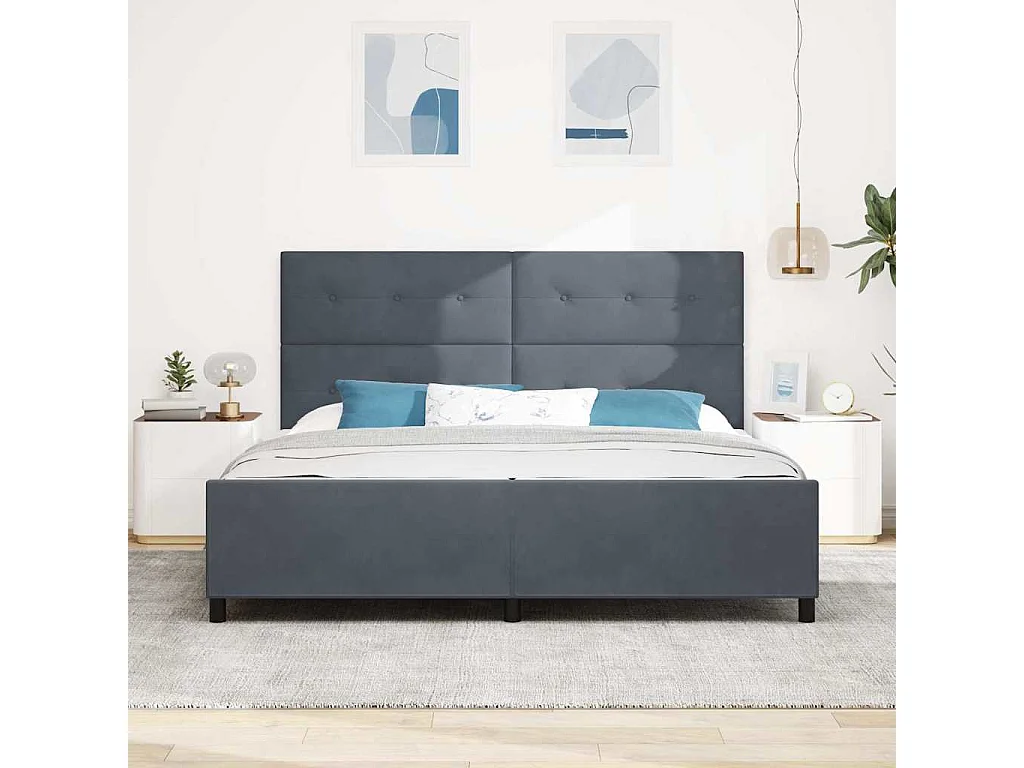 Estructura de cama Gris oscuro 200 x 200 cm Terciopelo