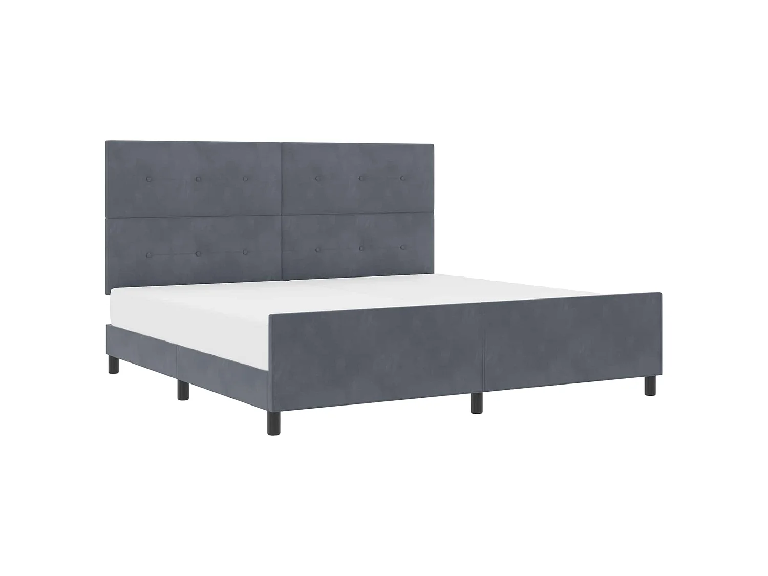 Letto a molle con testiera Grigio scuro 200 x 200 cm Velluto