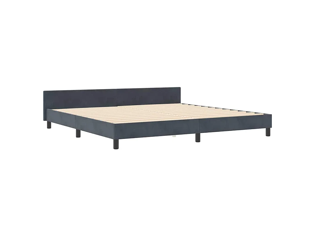 Letto a molle con testiera Grigio scuro 200 x 200 cm Velluto