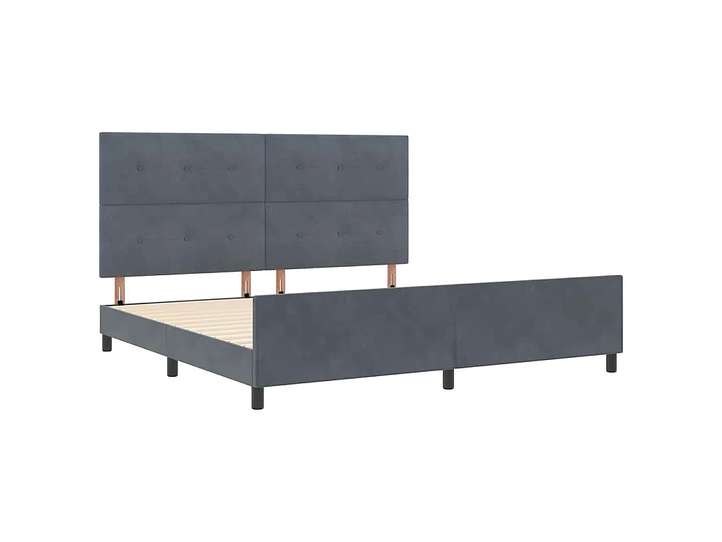 Letto a molle con testiera Grigio scuro 200 x 200 cm Velluto