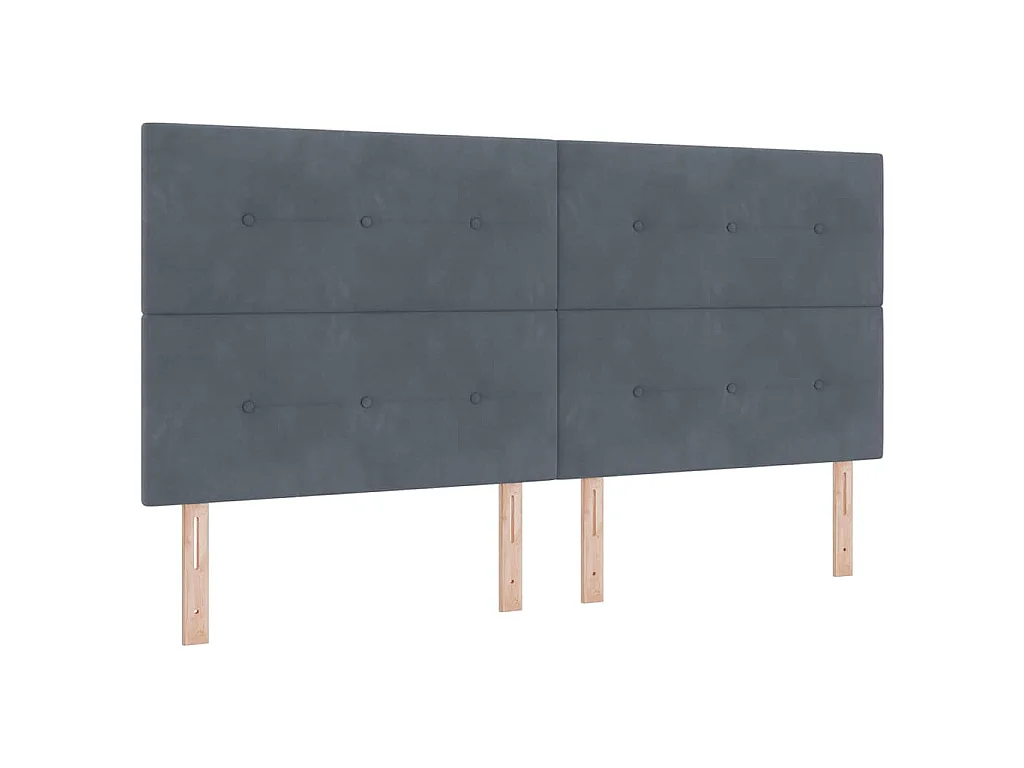 Letto a molle con testiera Grigio scuro 200 x 200 cm Velluto
