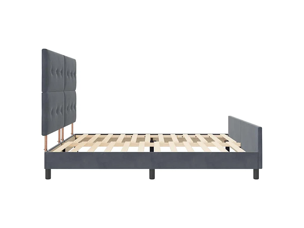 Letto a molle con testiera Grigio scuro 200 x 200 cm Velluto