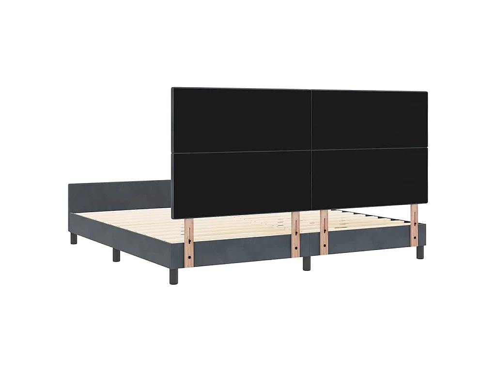 Letto a molle con testiera Grigio scuro 200 x 200 cm Velluto