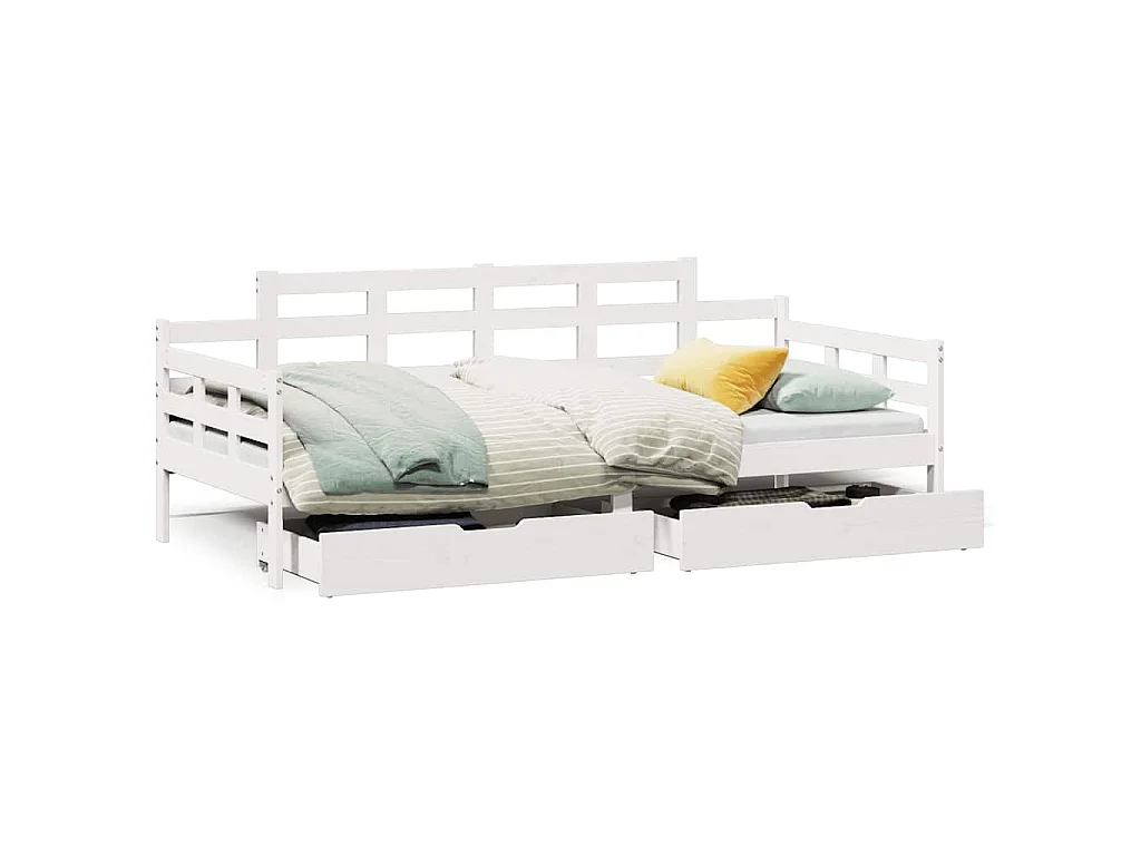 Lit de jour et tiroirs sans matelas blanc 80x200 cm bois massif