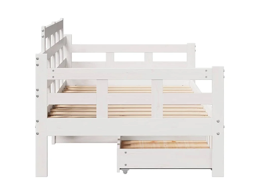 Lit de jour et tiroirs sans matelas blanc 80x200 cm bois massif