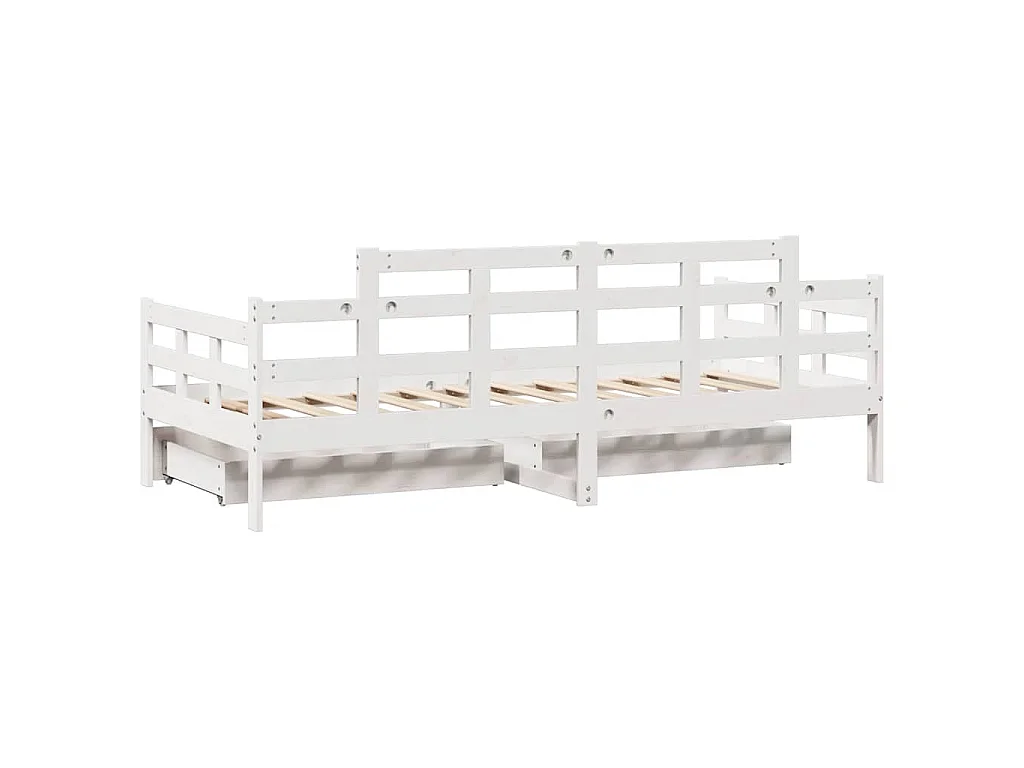 Lit de jour et tiroirs sans matelas blanc 80x200 cm bois massif
