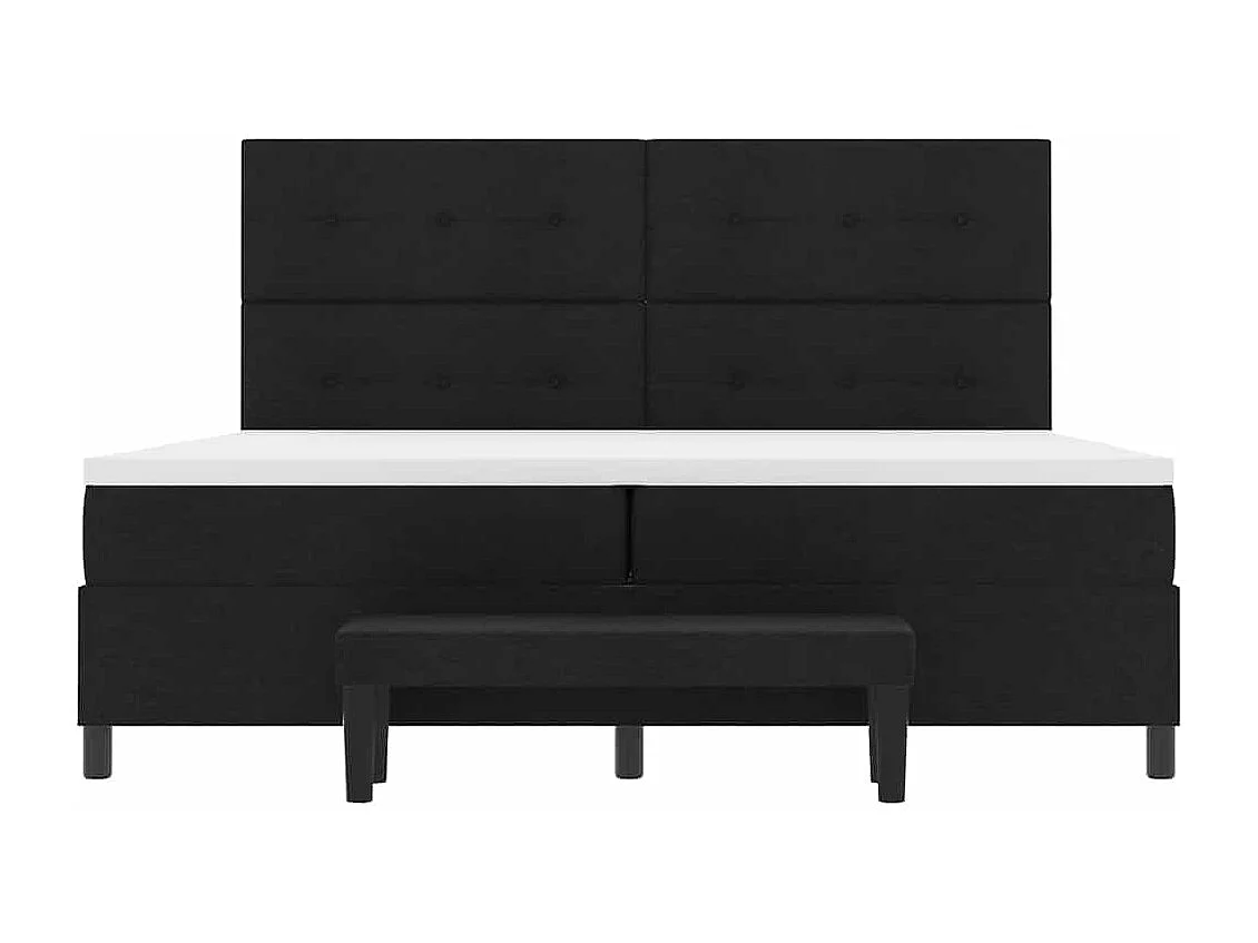 Lit à ressorts Noir 200 x 200 cm tissu & Bois d'ingénierie