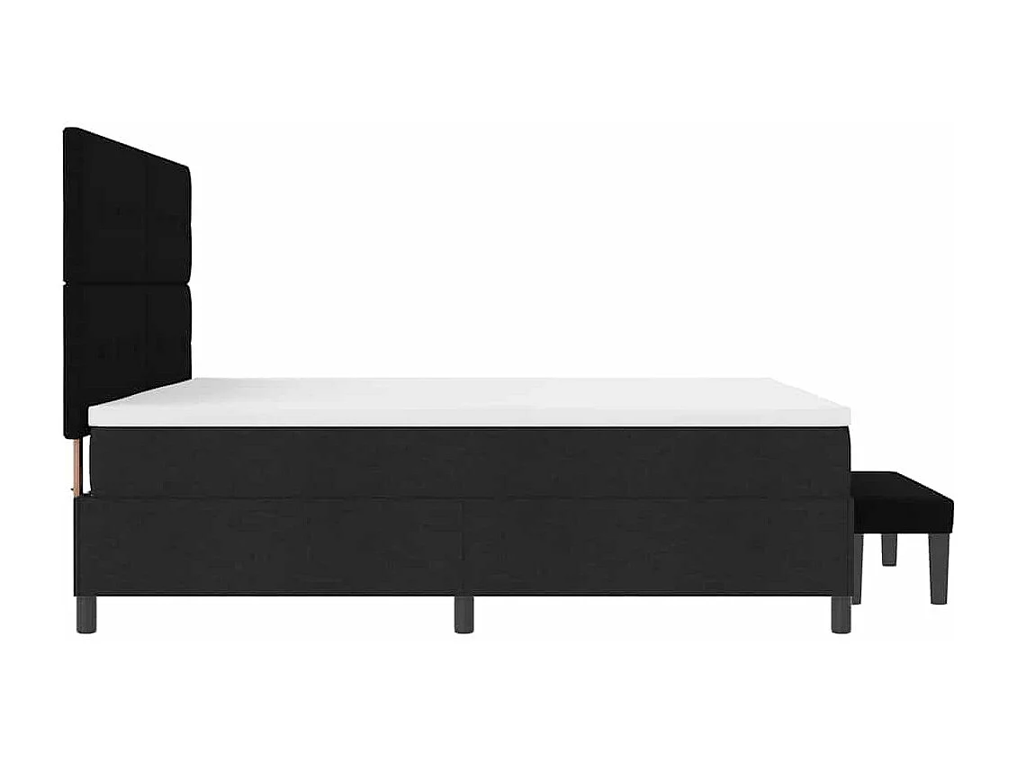 Lit à ressorts Noir 200 x 200 cm tissu & Bois d'ingénierie