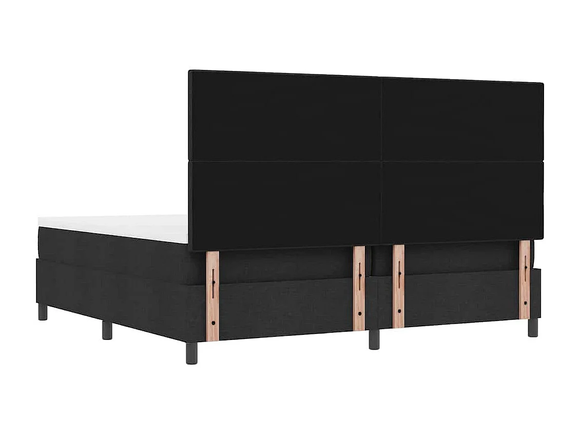 Lit à ressorts Noir 200 x 200 cm tissu & Bois d'ingénierie