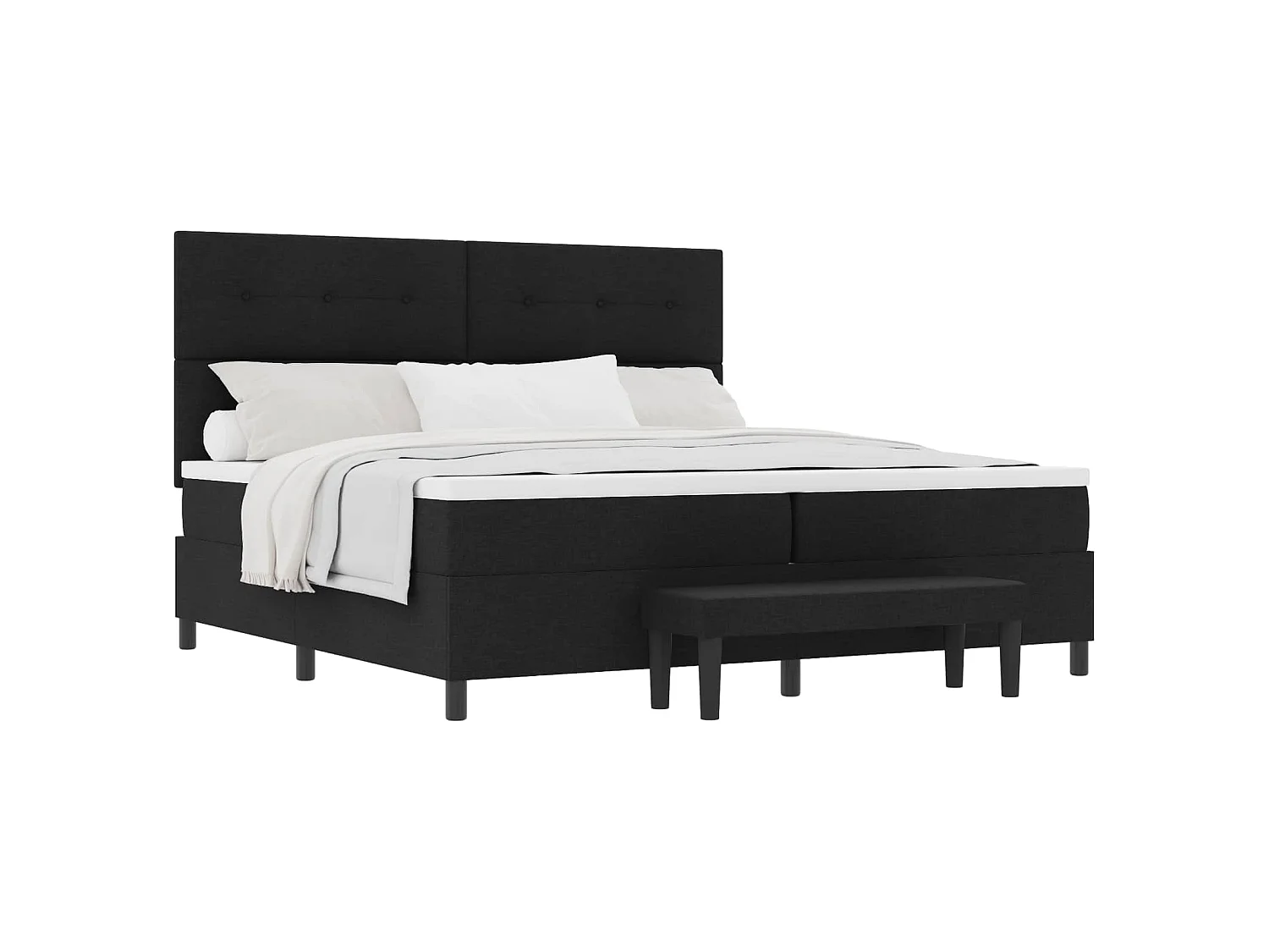 Letto a molle con testiera Nero 200 x 200 cm Tessuto