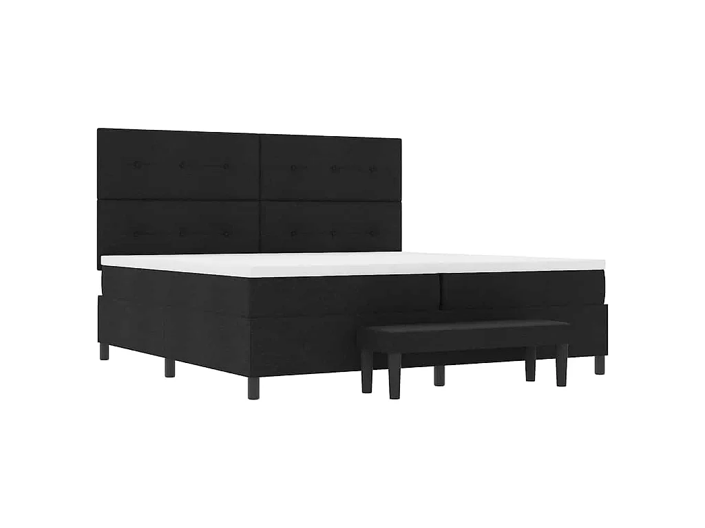 Letto a molle con testiera Nero 200 x 200 cm Tessuto
