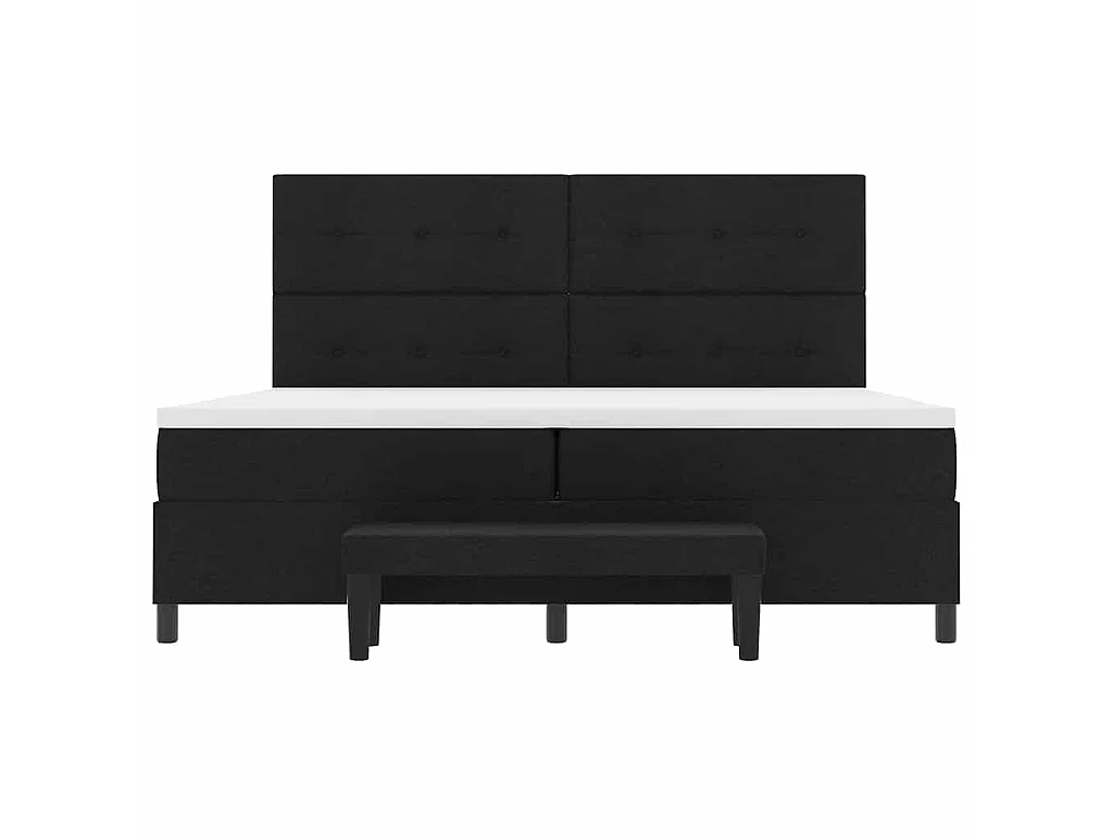 Letto a molle con testiera Nero 200 x 200 cm Tessuto