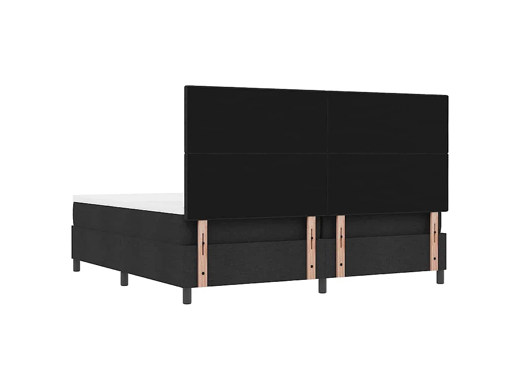 Letto a molle con testiera Nero 200 x 200 cm Tessuto