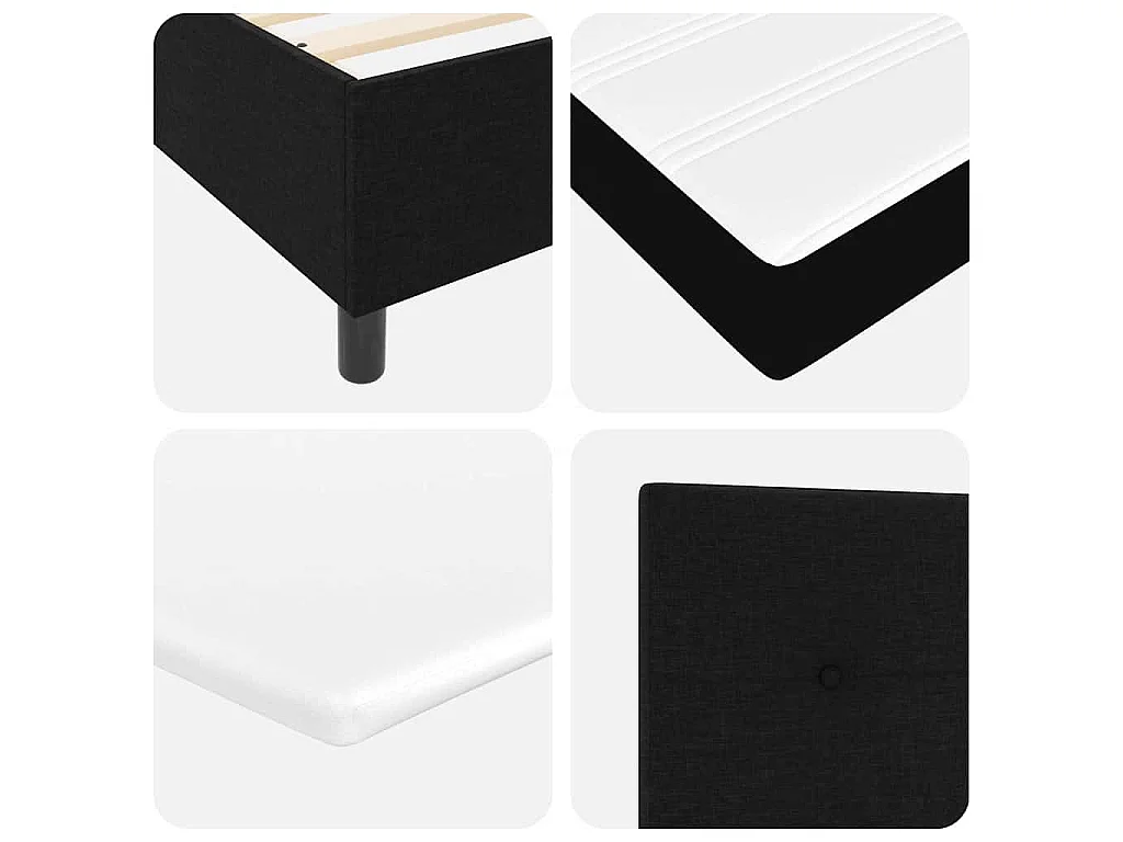 Letto a molle con testiera Nero 200 x 200 cm Tessuto