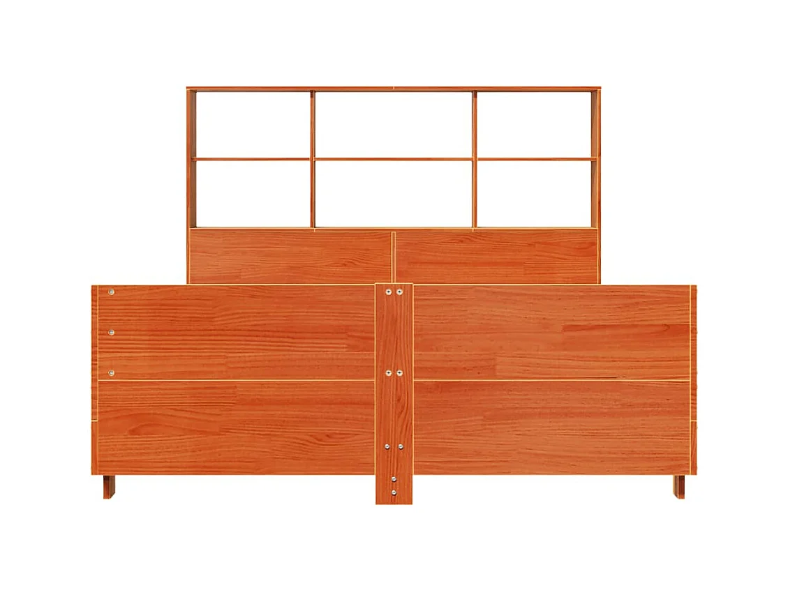 Massivholzbett ohne Matratze Wachsbraun 135x190 cm Kiefernholz