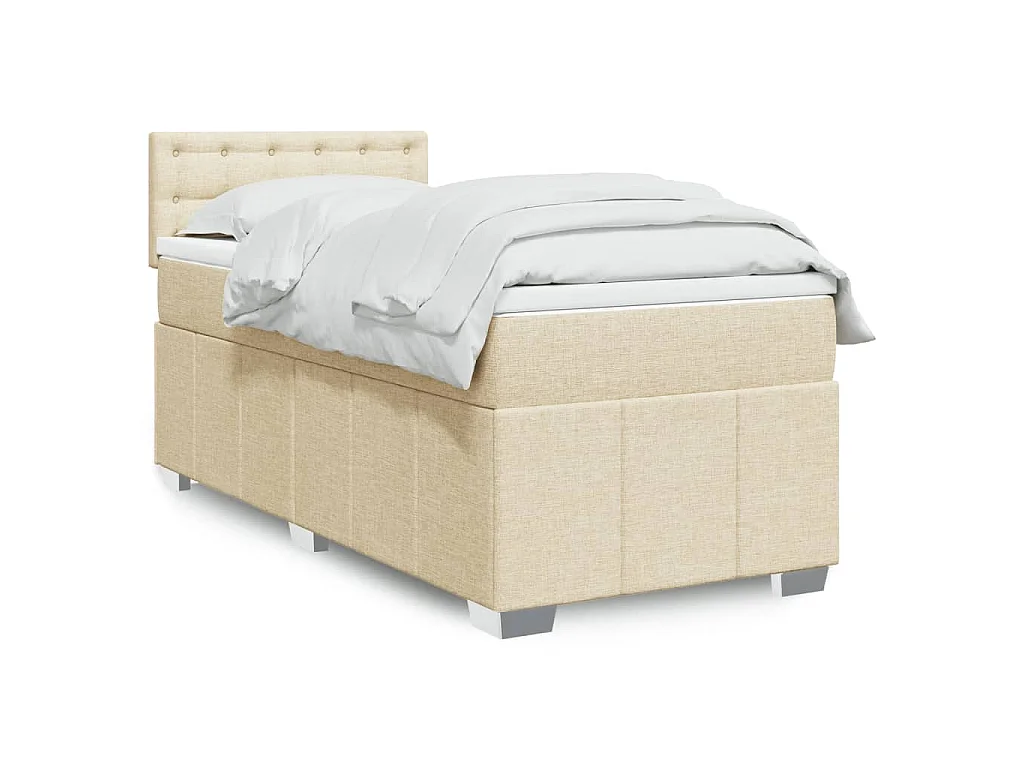 Boxspringbett mit Matratze Creme 80x200 cm Stoff