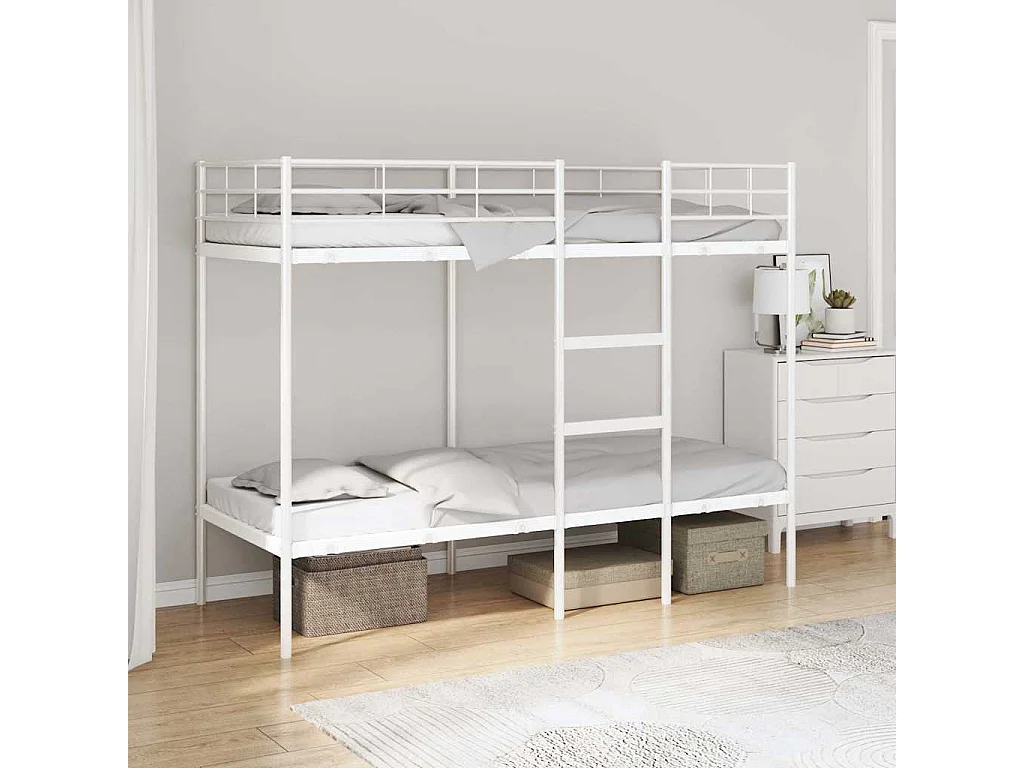 Lit superposé sans matelas blanc 75x190 cm acier
