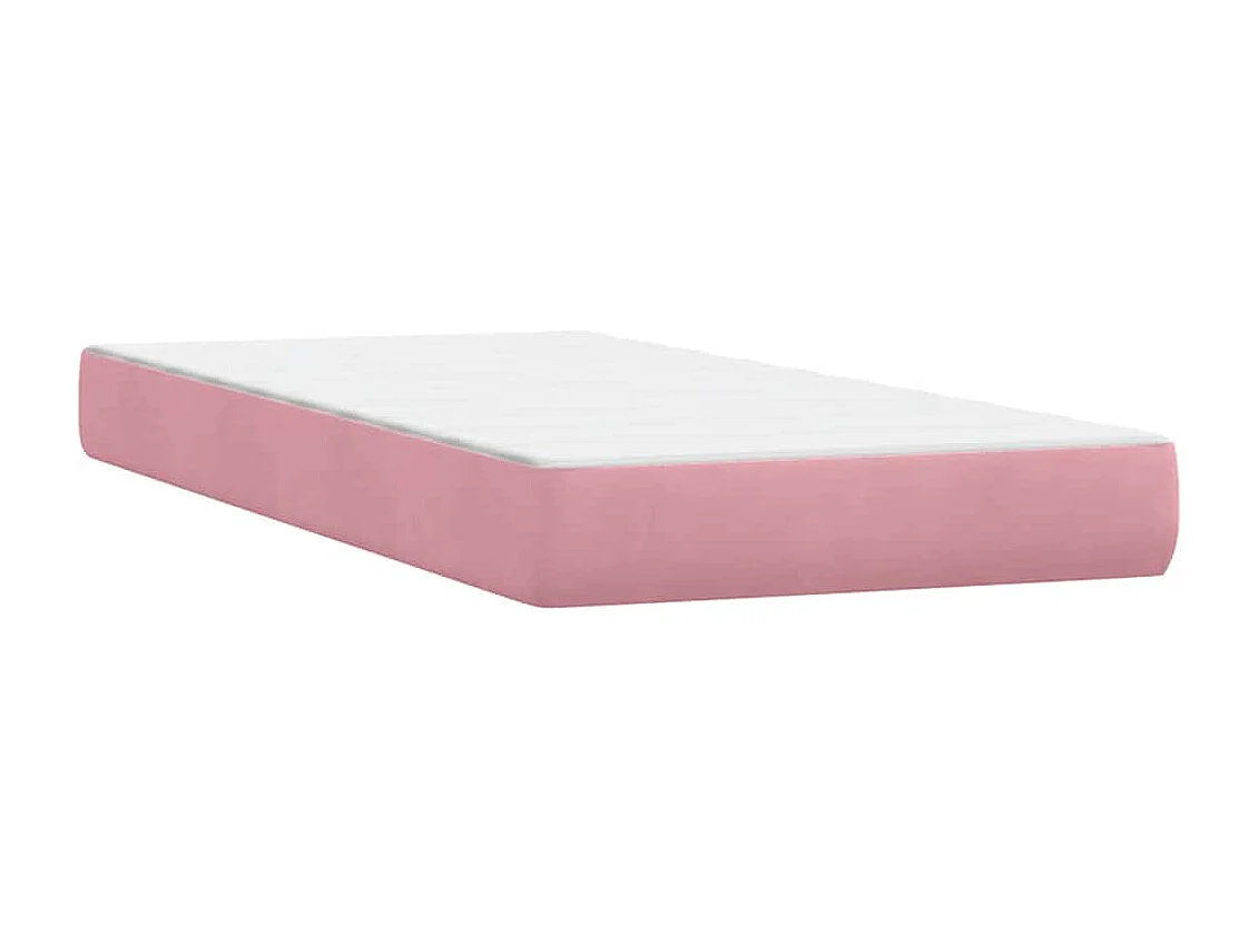 Cama box spring con colchón terciopelo rosa 80x220 cm