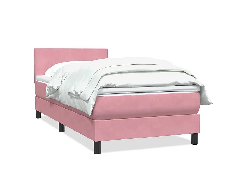 Boxspring met matras fluweel roze 80x220 cm