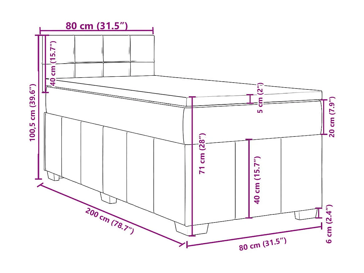 Giroletto a Molle con Materasso Tortora 80x200 cm inTessuto