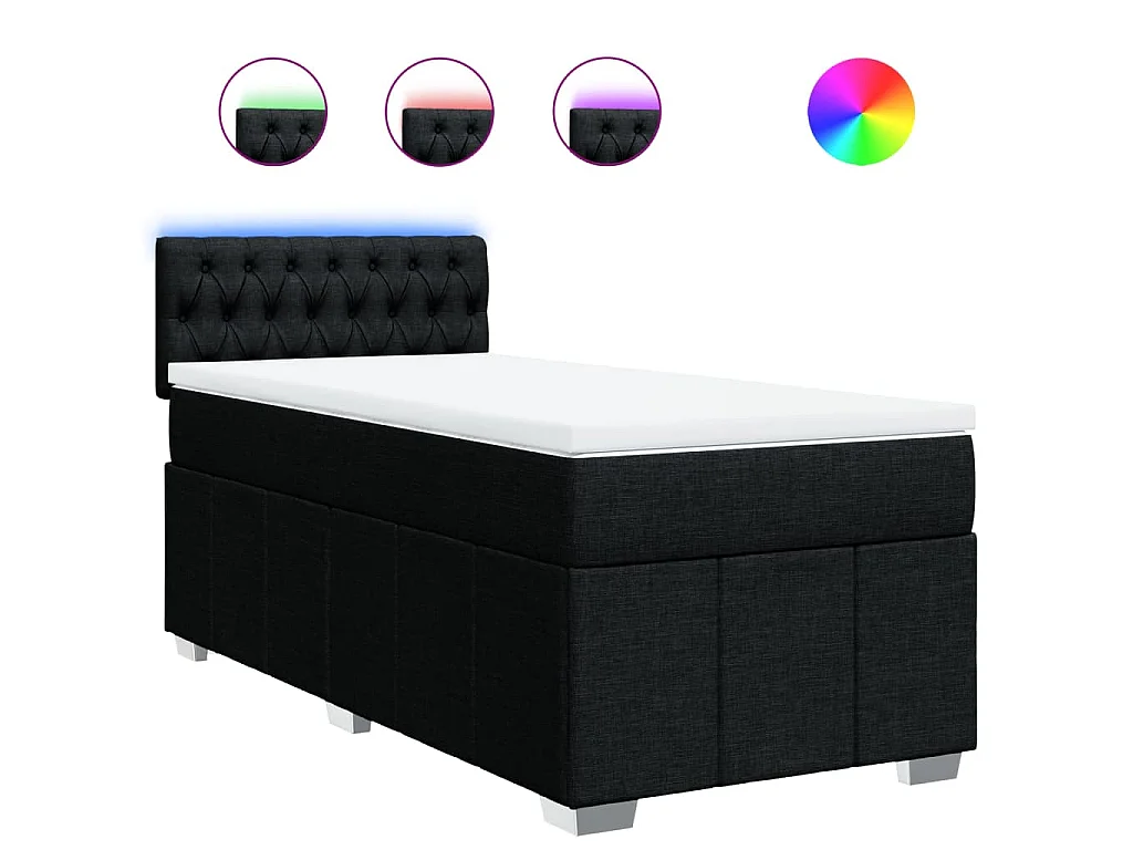 Boxspringbett mit Matratze Schwarz 80x200 cm Stoff