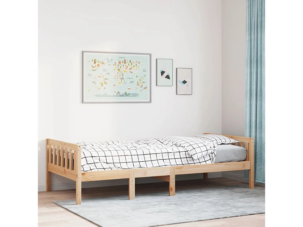 Cama para niños sin colchón madera maciza de pino 75x190 cm