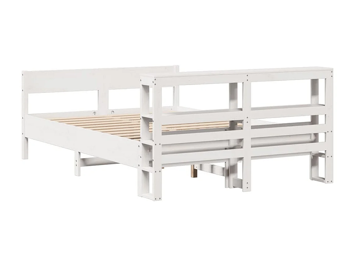 Cama sem colchão 135x190 cm madeira de pinho maciça branco