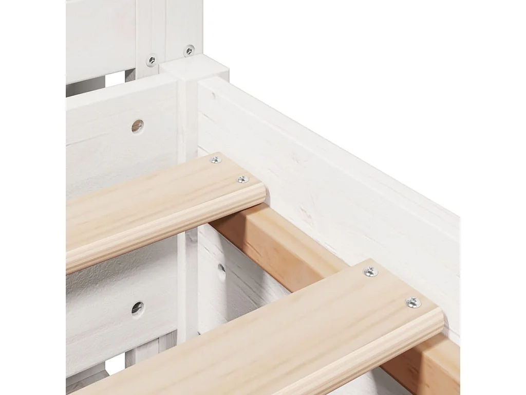 Cama sem colchão 135x190 cm madeira de pinho maciça branco