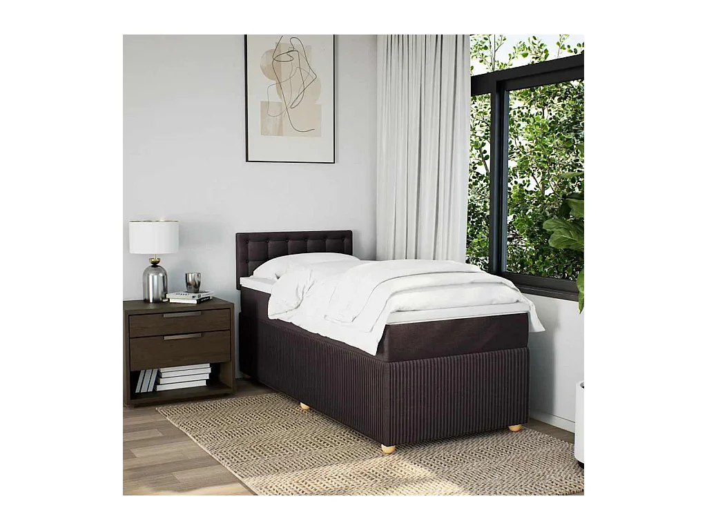 Boxspring met matras stof donkerbruin 80x200 cm