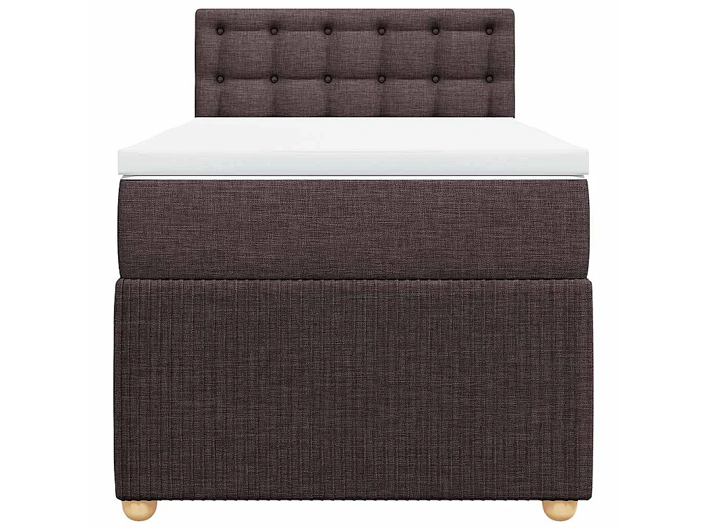 Cama box spring con colchón tela marrón oscuro 80x200 cm