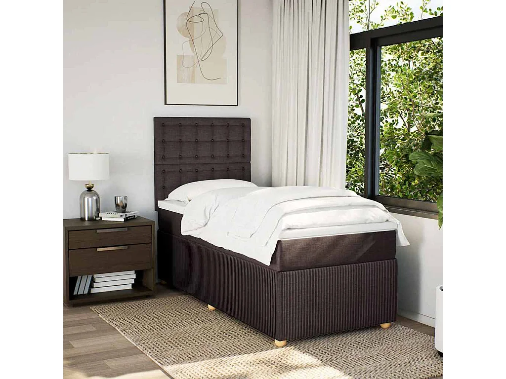 Cama com molas/colchão 80x200 cm tecido castanho-escuro