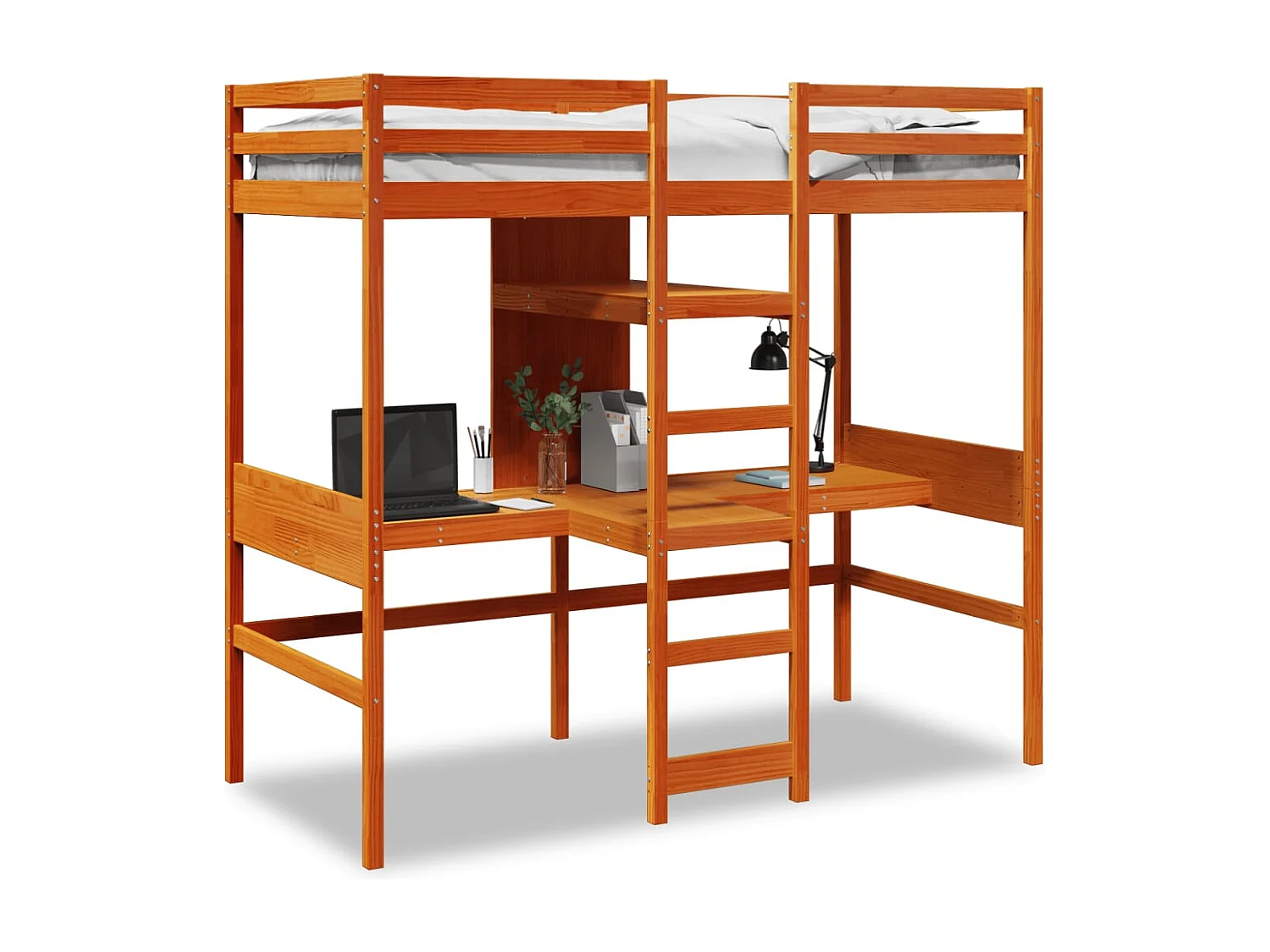 Hoogslaper zonder matras massief grenenhout wasbruin 80x200 cm