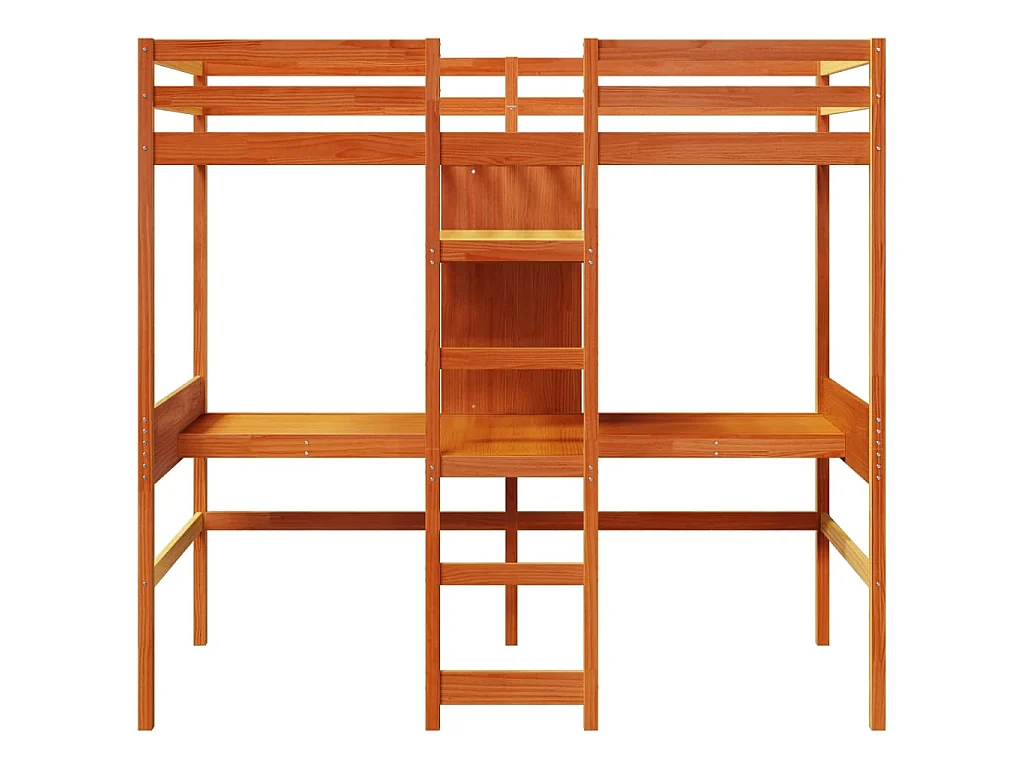 Hoogslaper zonder matras massief grenenhout wasbruin 80x200 cm