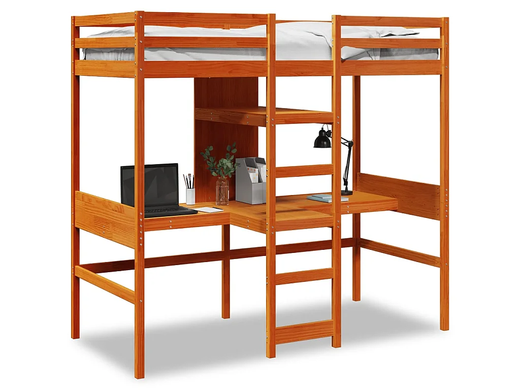 Hoogslaper zonder matras massief grenenhout wasbruin 80x200 cm