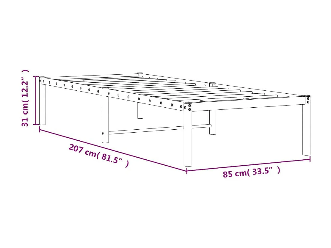 Cadre de lit métal noir 80x200 cm