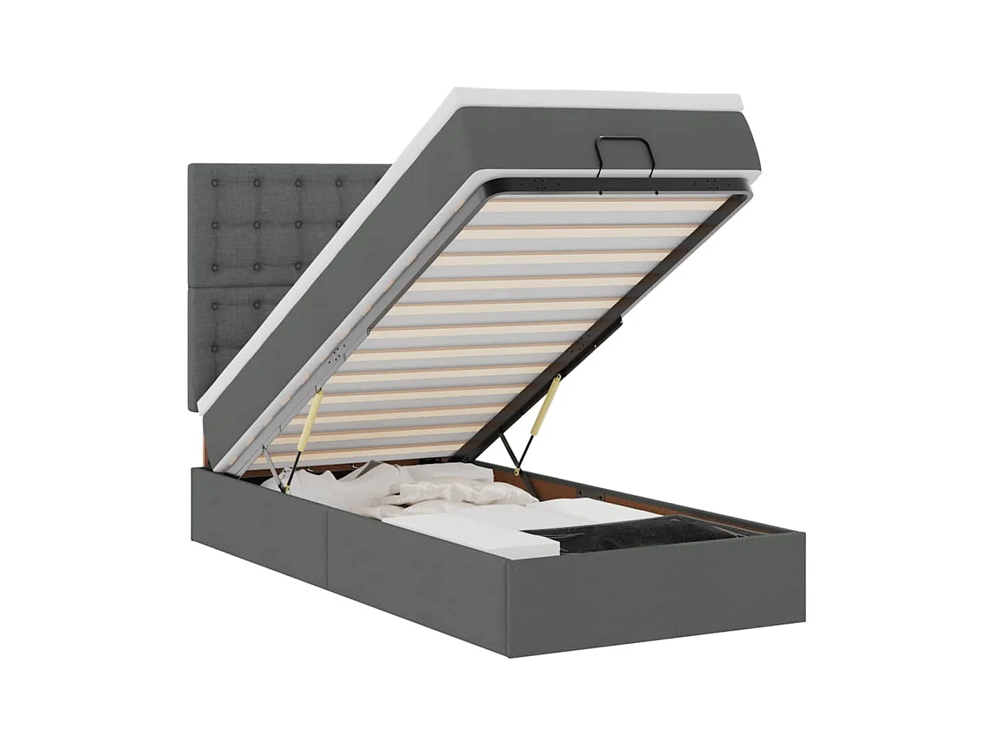 Lit ottoman avec matelas et LED Gris foncé 80x200cm tissu