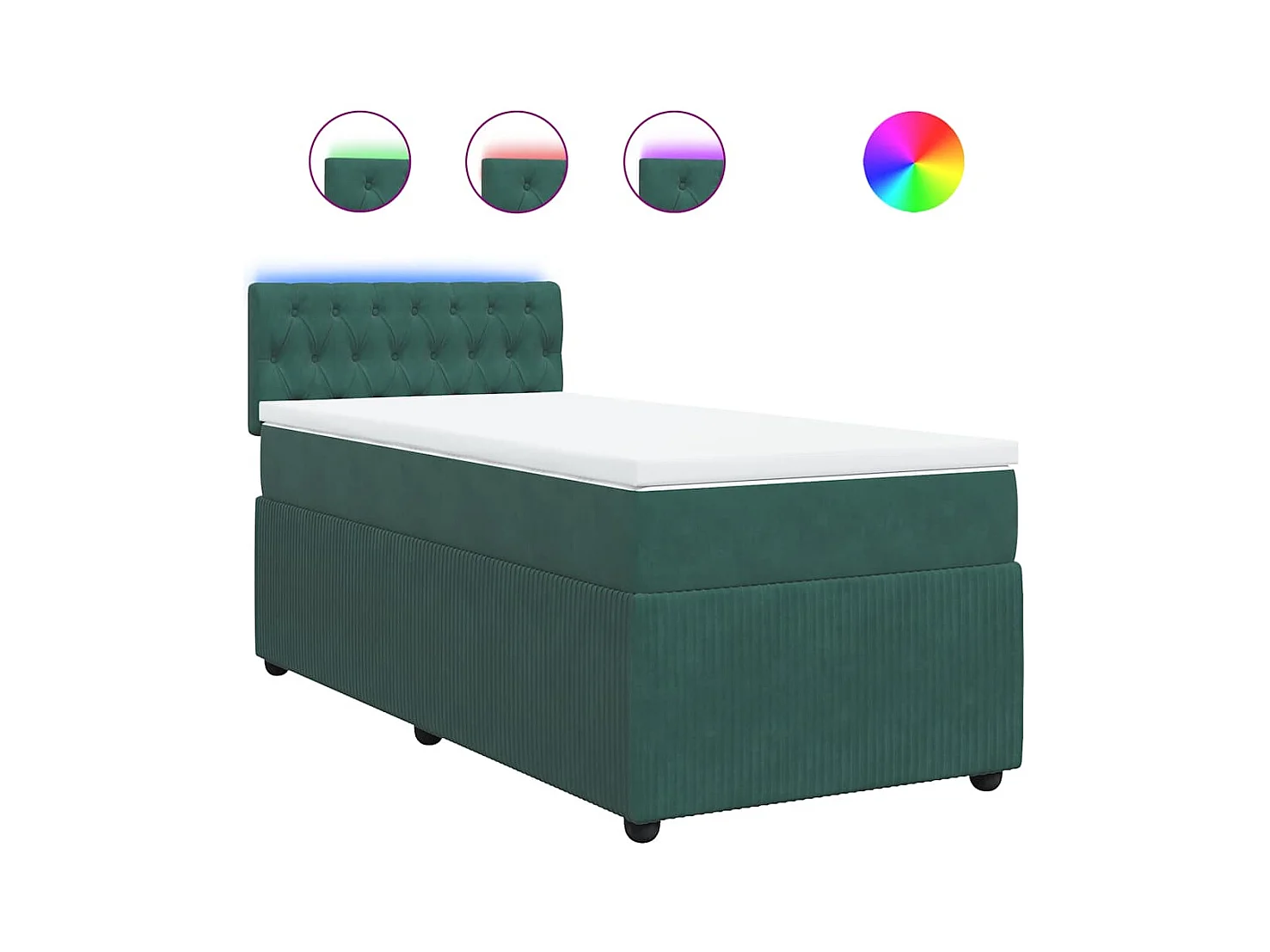 Cama com molas/colchão 80x200 cm veludo verde-escuro