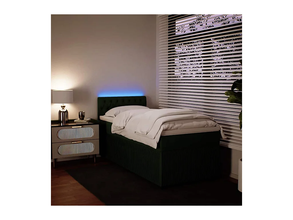 Cama com molas/colchão 80x200 cm veludo verde-escuro