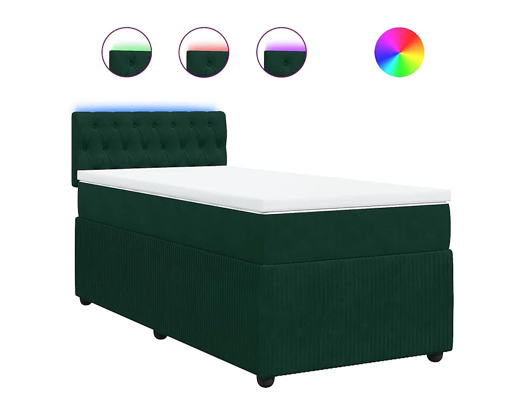 Sommier à lattes de lit et matelas Vert foncé 80x200 cm Velours