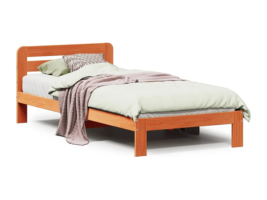 Cadre de lit sans matelas cire marron 75x190 cm bois pin massif