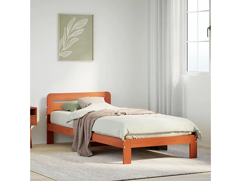 Massivholzbett ohne Matratze Wachsbraun 75x190 cm Kiefernholz